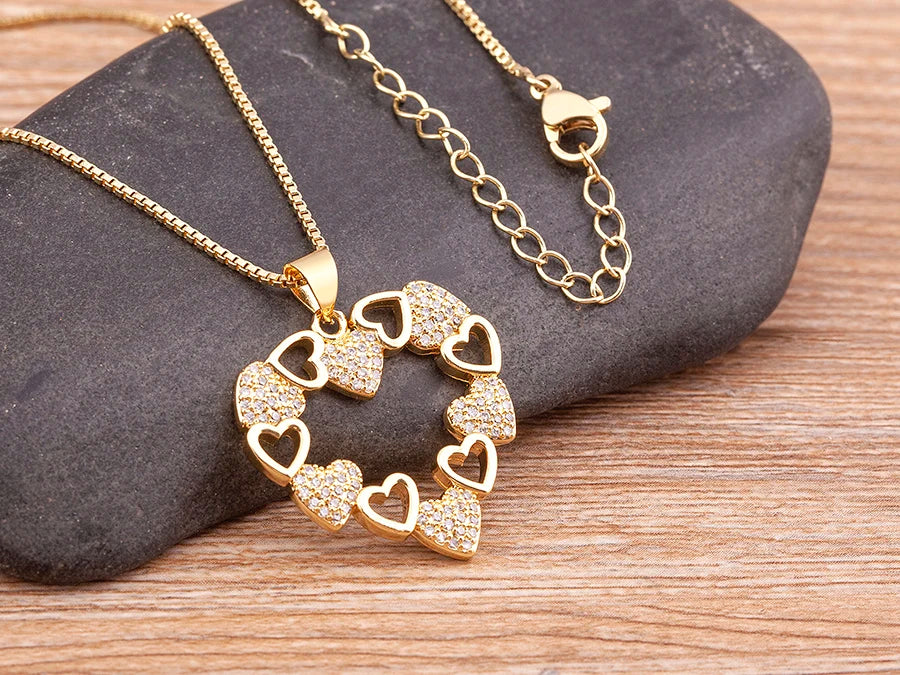 Nidin Collana con ciondolo a forma di cuore romantico per donna Girocollo con catene lunghe Collo placcato oro Collare per amanti Regalo Gioielli per feste Boho