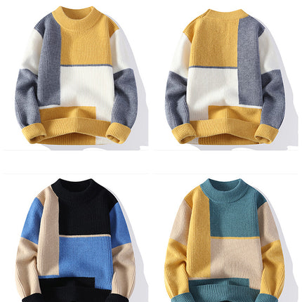 Color Matching Winter Knitted Sweater High-quality New Pullover Loose and Warm Thick Street Autumn Wool 2023 New