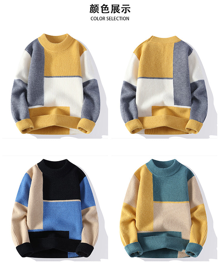 Color Matching Winter Knitted Sweater High-quality New Pullover Loose and Warm Thick Street Autumn Wool 2023 New