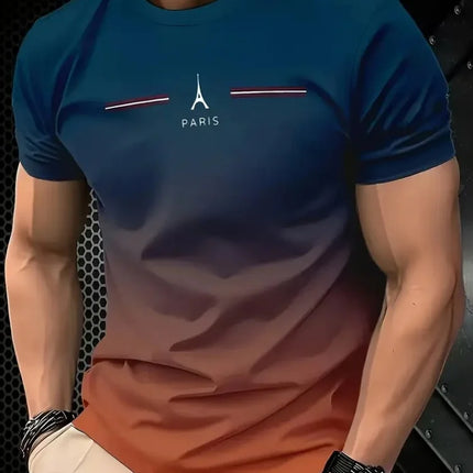 Men's Plain Printed T-shirt Oversized Fashion Summer Outdoor Breathable Men's Top New Crew Neck Short Sleeve