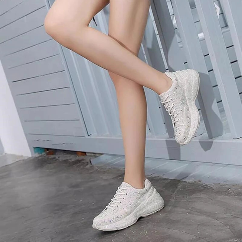 AIYUQI Women Sneakers Platform 2024  Rhinestone Sponge CakeWomen Casual Shoes Large Size Sneakers For Women