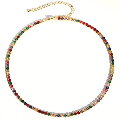 Lusso AAA + 3mm CZ 1 fila lucida catena da tennis collana HipHop ghiacciato Bling zircone cubico girocollo gioielli placcati in oro per le donne