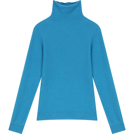 ELF SACK 2025 Winter New Solid Color Turtleneck Sweater Women, Romantic Cottagecore Fitted Long Sleeve Wool Blend Pullover PlatiNum
