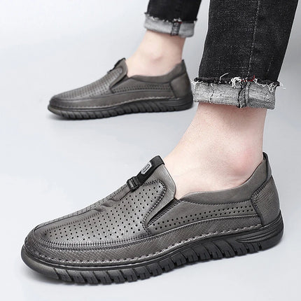 Scarpe estive in pelle traforata bianca scarpe Slip on da uomo in vera pelle scarpe Casual comode da uomo mocassini comodi da uomo