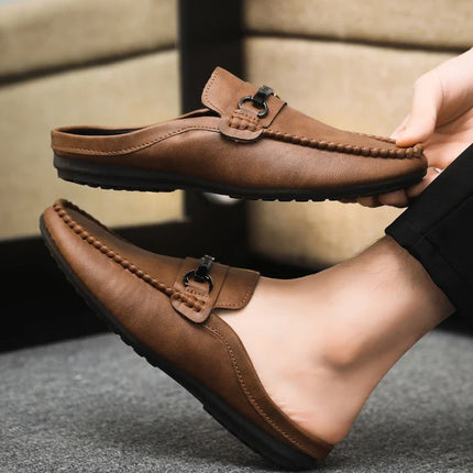 Mocassini Estivi da Uomo in Pelle Comodi e Leggeri, Scarpe Casual Morbide e Piatte, Ciabatte Quotidiane da Uomo