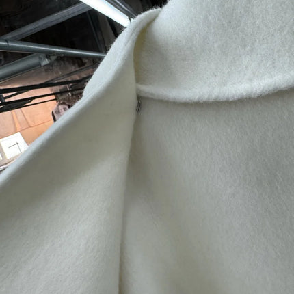 Scarf Collar 100%Wool Coat Women, Korean Fashion Elegant Outerwear, Loose Autumn Winter Jacket