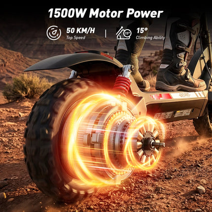 Monopattino elettrico iScooter GX3Pro 1500W 50km/h, potente monopattino a batteria 48V 17.5Ah, pneumatici antiscivolo da 11 pollici per fuoristrada, autonomia massima 60km.