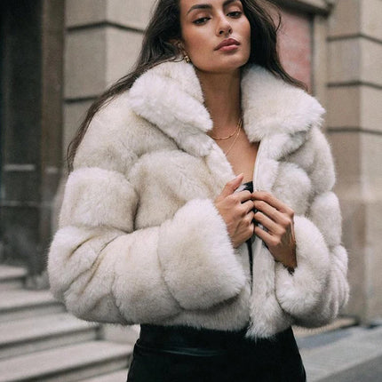 ZADORIN Fashion Cropped Faux Fur Coat Woman Warm Stand Fur Collar Slim Fluffy Fur Jacket Woman Tops Winter Fur Coats Streetwear