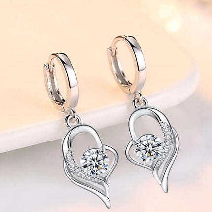 925 Sterling Silver New Woman Fashion Jewelry High Quality Blue Pink White Purple Crystal Zircon Hot Selling Earrings PlatiNum