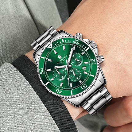 SAPPHERO Orologio Uomo Quarzo Lusso Cronografo Sport Acciaio Inossidabile Impermeabile 50M Data Luminoso Orologio Elegante Business
