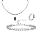 Elegante Set di Gioielli da Uomo con 3 Pezzi, Catena Cubana Piatta, Ciondolo Geometrico in Acciaio Inox con Pietra, Gioielli Hip Hop, Regalo per Lui platinumshop