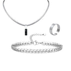 Black Stone / Necklace 42-47CM / Bracelet 18-23CM