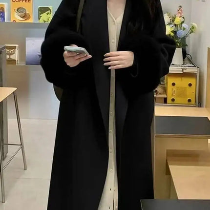 BJTZ Fox Fur Classic Long Double-Sided Pure Wool Coat For Women 2025 New Autumn Winter High-End Woolen Jacket