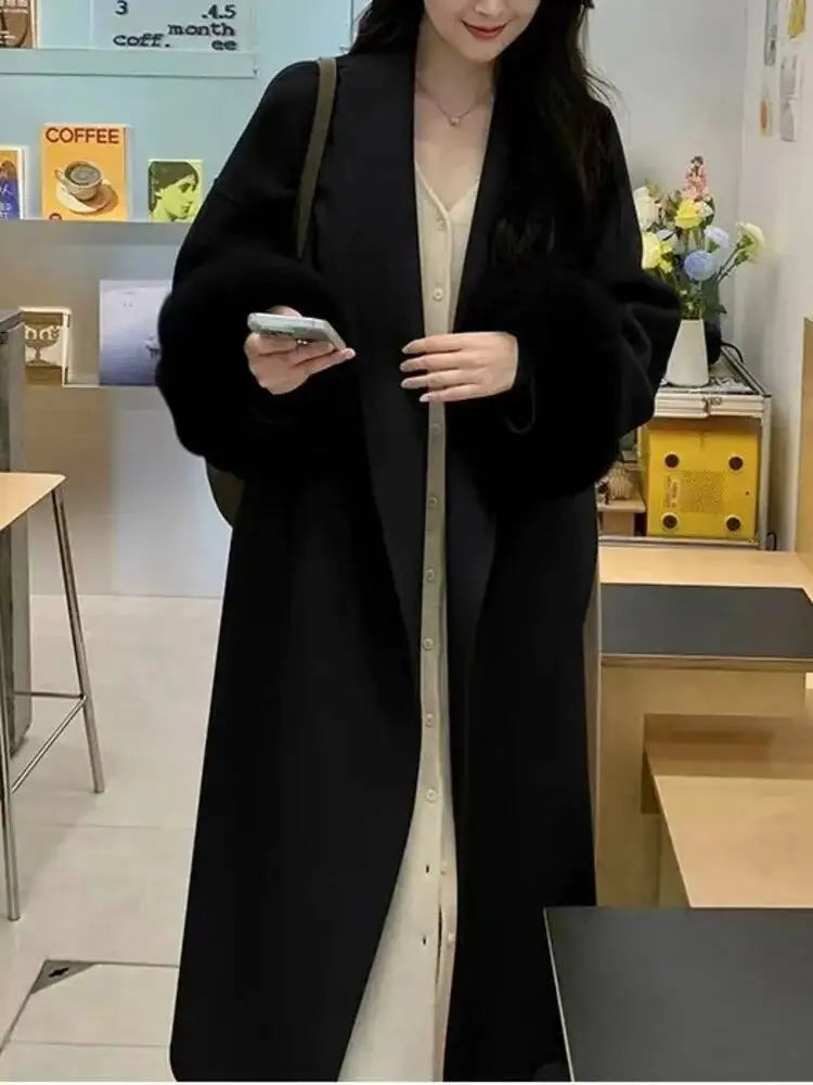 BJTZ Fox Fur Classic Long Double-Sided Pure Wool Coat For Women 2025 New Autumn Winter High-End Woolen Jacket
