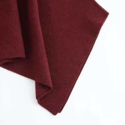 HH Women's New Fashion Versatile Solid Stand Collar Knitted Cape Coat Female Casual High Street Asymmetric 3-Colors Jacket Mujer