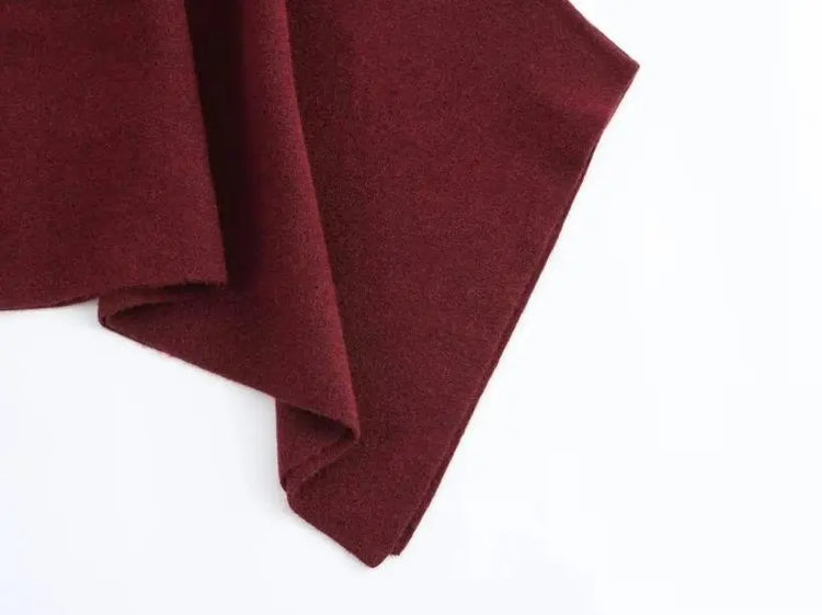 HH Women's New Fashion Versatile Solid Stand Collar Knitted Cape Coat Female Casual High Street Asymmetric 3-Colors Jacket Mujer