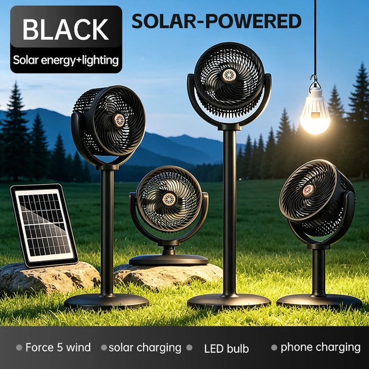 Ventilatore a circolazione d'aria, ventilatore da esterno, ventilatore da campeggio, ventilatore ricaricabile da pavimento, ventilatore da tavolo con altezza regolabile, regolazione a 5 velocità