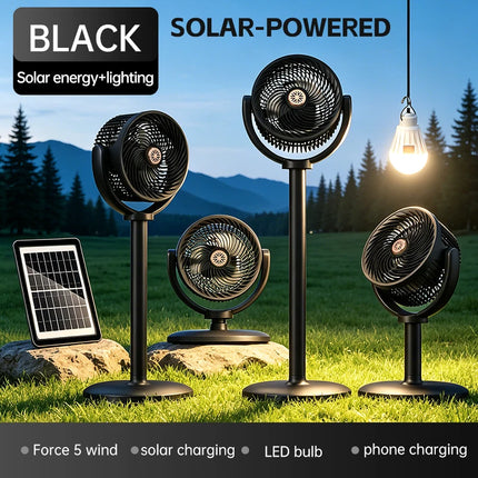 Ventilatore a circolazione d'aria, ventilatore da esterno, ventilatore da campeggio, ventilatore ricaricabile da pavimento, ventilatore da tavolo con altezza regolabile, regolazione a 5 velocità