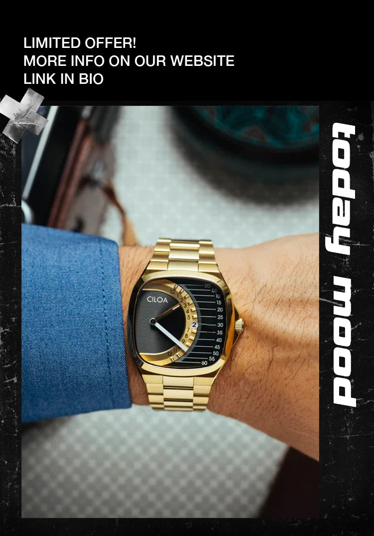 CILOA retro square watch men's light luxury gift 2025 new stainless steel strap gold waterproof men quartz watch brand authentic