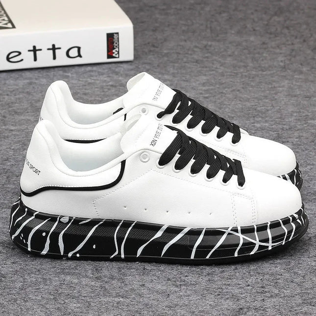 Brand men's shoes, fashionable and versatile couple's sneakers, breathable sports and leisure thick-soled women's white shoes