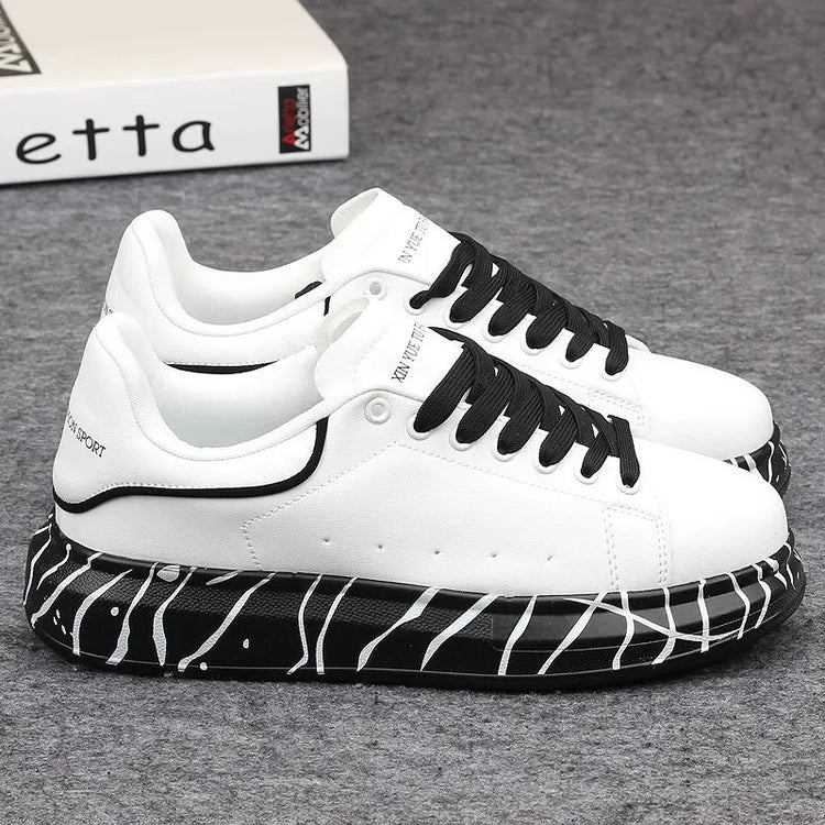 Brand men's shoes, fashionable and versatile couple's sneakers, breathable sports and leisure thick-soled women's white shoes