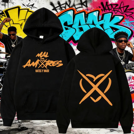 25/26  Autumn and Winter Rapper NATOS WAOR Mal De Amores Hip Hop Men Women Retro Tracksuit Winter Thick Harajuku Man Sweatshirt PlatiNum