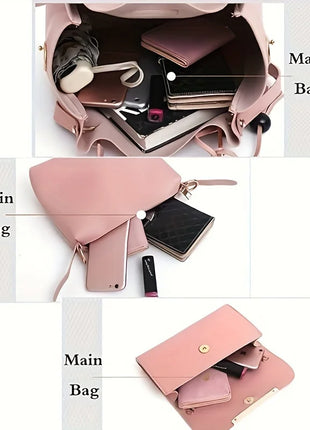 Set di 3 Borse da Donna in Pelle PU: Borsa a Tracolla, Borsa a Mano e Pochette, Combo Elegante per Signore