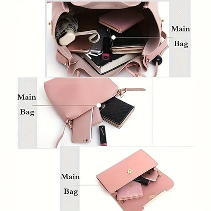 Set di 3 Borse da Donna in Pelle PU: Borsa a Tracolla, Borsa a Mano e Pochette, Combo Elegante per Signore