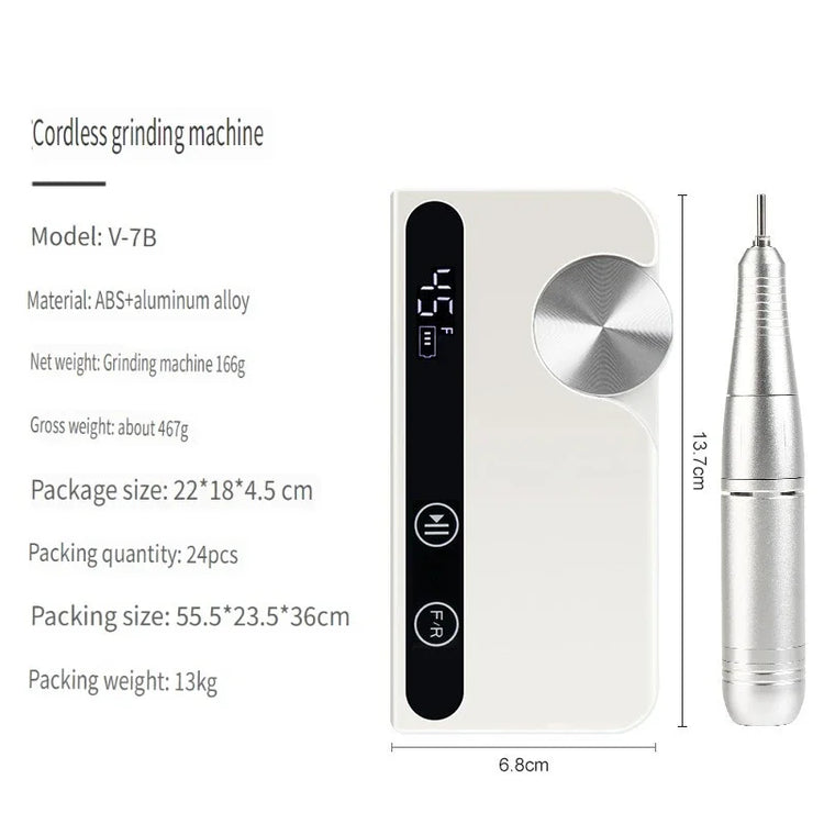 Wireless Portable Rechargeable Electric Nail Polishing Machine New Cordless Nail Surface Polisher Gel Nail Remover Professional Home Salon Manicure Pedicure Care Tool For DIY Nail Art Design