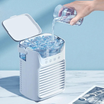Condizionatore d'aria portatile USB, mini ventilatore rinfrescante, 3 velocità, serbatoio acqua da 650 ml, umidificatore spray, raffrescatore evaporativo silenzioso da tavolo, ventilatore portatile personale, ricaricabile, p