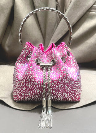 Handle Rhinestones Evening clutch Bag Purses and handbag luxury Designer shoulder bag Shiny Crystal Clutch purse bucket bag PlatiNum