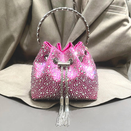 Handle Rhinestones Evening clutch Bag Purses and handbag luxury Designer shoulder bag Shiny Crystal Clutch purse bucket bag PlatiNum
