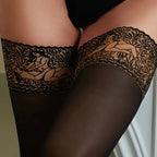 Calze a rete sexy con top in pizzo Calze trasparenti da donna erotiche sexy antiscivolo al ginocchio Calzini lunghi da discoteca con pole dance