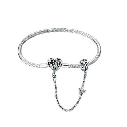 Bracciali Fai-da-Te in Argento Sterling 925 con Catena a Serpente e Cuore per Donne, Creazione di Gioielli Artigianali Eleganti PlatiNum