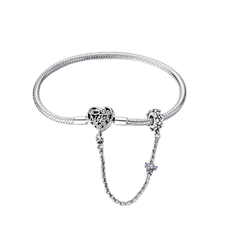 Bracciali Fai-da-Te in Argento Sterling 925 con Catena a Serpente e Cuore per Donne, Creazione di Gioielli Artigianali Eleganti PlatiNum