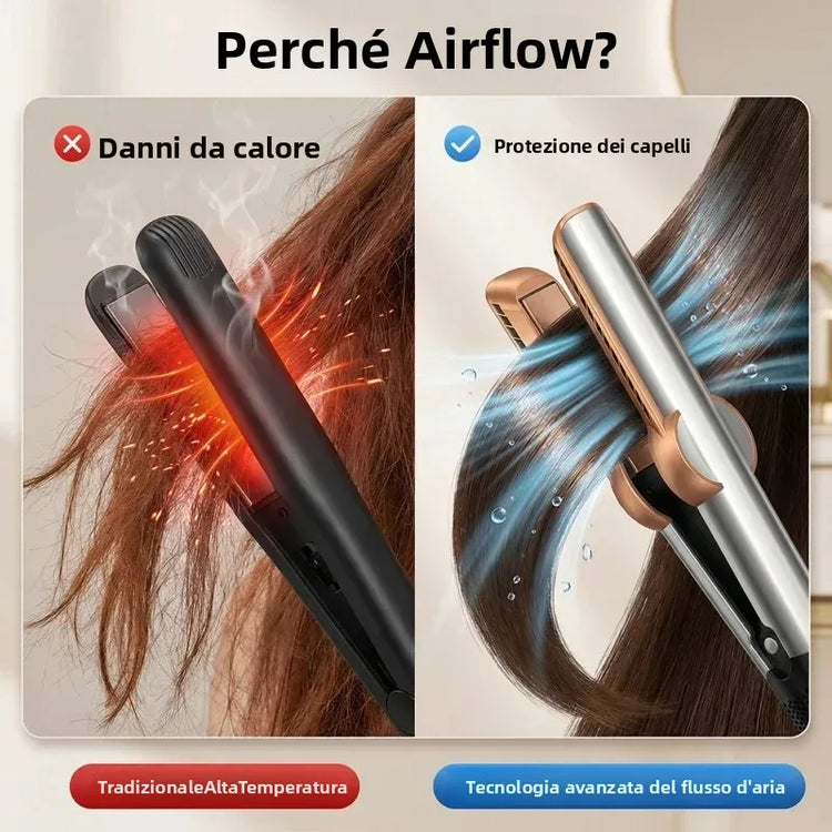 SenCiciMen 2-in-1 Air Straight & Dryer Combo - Negative Ion Heated Flat Iron for Fast, Long-Lasting Hairstyling at Home & Salon