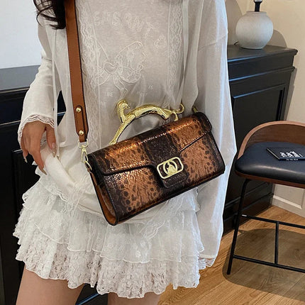 New Ladies Metal Buckle Simple Fashion Shoulder Bag Party Commuting Bag Women Luxury Brand Design PU Leather Bag PlatiNum