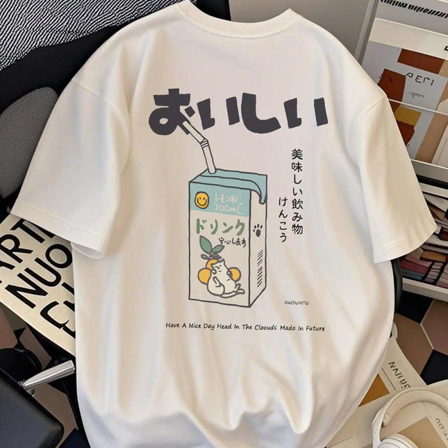 Nuages face à l'avenir, avec un bel esprit imprimé au dos, t-shirt à manches courtes pour homme