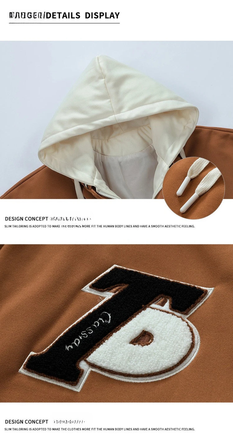 New Fashion Men Hooded Baseball Jackets Male Fake Two-piece Sweatshirt Jackets Winter Coats Quality Man Cardigan Sweatshirts 3XL