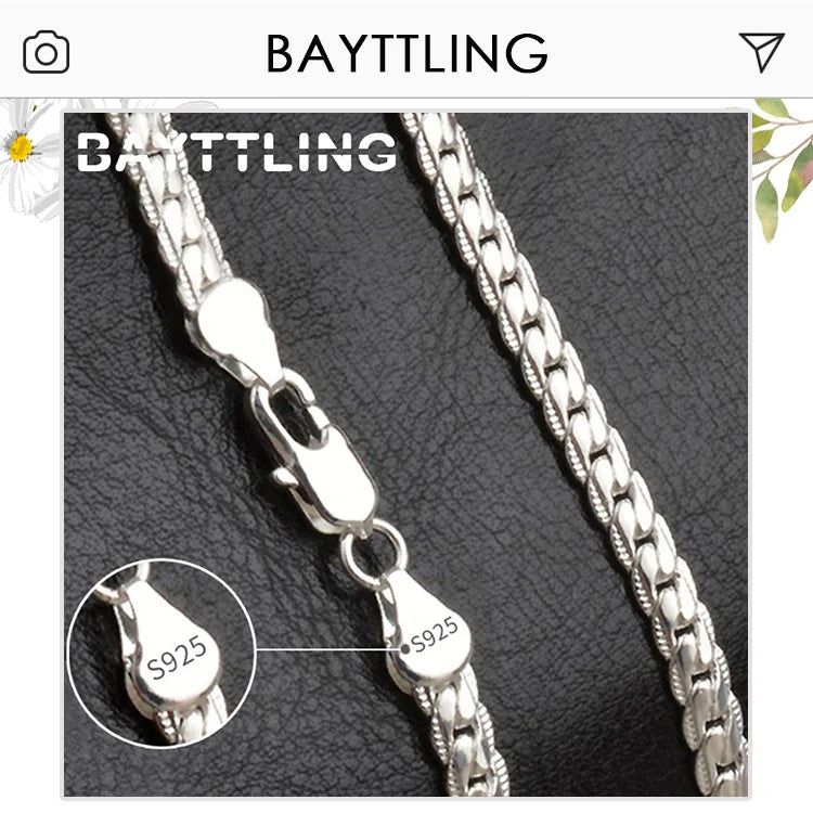 Charm 925 Sterling Silver 16-24 Inches Fine Sweater Bead Chain Women Necklace For Fashion Temperament Jewelry Party Wedding PlatiNum