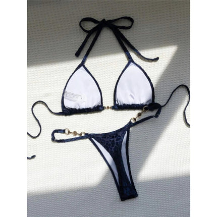 S-XL Leopard Halter Mini Micro Perizoma Bikini Donna Costumi da bagno Costume da bagno femminile Bikini a due pezzi Bagnante Costume da bagno Swim V5207 platinumshop