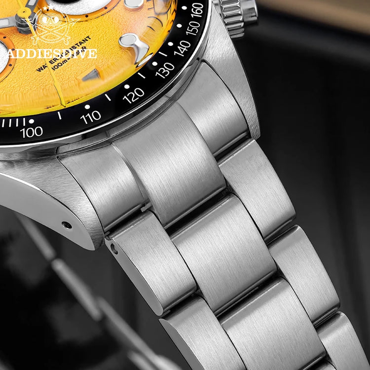 ADDIESDIVE VK64 Quartz Wristwatch Ceramic Bezel Chronograph Calendar Luxury Wristwatches Eyes Dial Bubble Mirror Glass Watches