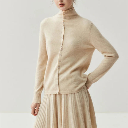 CHICUU Women's A-line Pleated Skirt 100% Cashmere Knit Mini Skirt Autumn Winter Preppy Style Above Knee Skirt Cashmere Knitwear PlatiNum