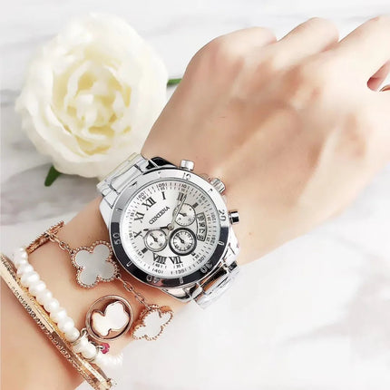 CONTENA Orologi eleganti di lusso per donna Orologio da donna in acciaio inossidabile Orologio da polso da donna alla moda Orologio al quarzo Reloj Mujer platinumshop