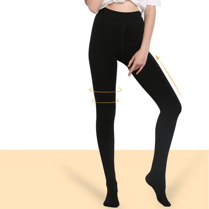 Women Winter Thicken Leggings Warm High Waist Solid Color Velvet for Female Thickened Velvet Pantyhose Stretchy Black Tights PlatiNum