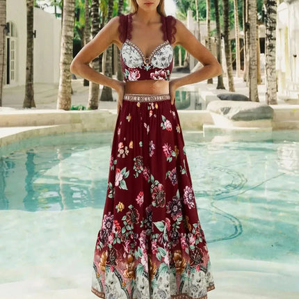 Costume da bagno vintage da donna sexy, bikini o intero, con stampa peonia, scollo a V, push-up, modellante, per la spiaggia platinumshop