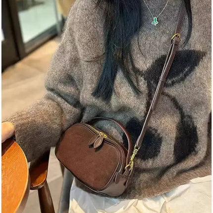 Women's Genuine Suede Cowhide Leather Shoulder Bag Soft Cow Versatile Ladies Crossbody Bag Trendy Luxury Female Designer PlatiNum