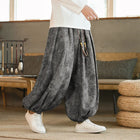 Pantaloni di alta qualità per uomo stile cinese fiore scuro velluto a coste Bloomers casual elastico in vita moda pantaloni larghi a gamba larga maschile
