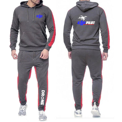 Dji Professional Pilot Drone Men's New Long Sleeve Hip Hop Harajuku Sport Comfortable Hoodies Casual Pant Two Piece Suit PlatiNum