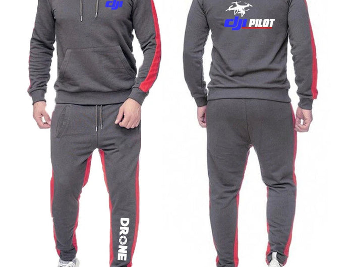 Dji Professional Pilot Drone Men's New Long Sleeve Hip Hop Harajuku Sport Comfortable Hoodies Casual Pant Two Piece Suit PlatiNum